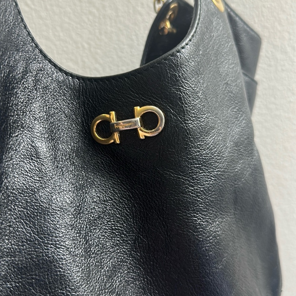 Salvatore Ferragamo Black Satchel with Gold Accents - Picture 2 of 13
